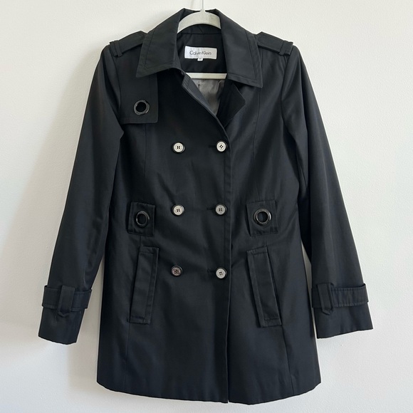 Calvin Klein Jackets & Blazers - Calvin Klein Womens Double Breasted Coat in Black sz X-Small Classic Lightweight